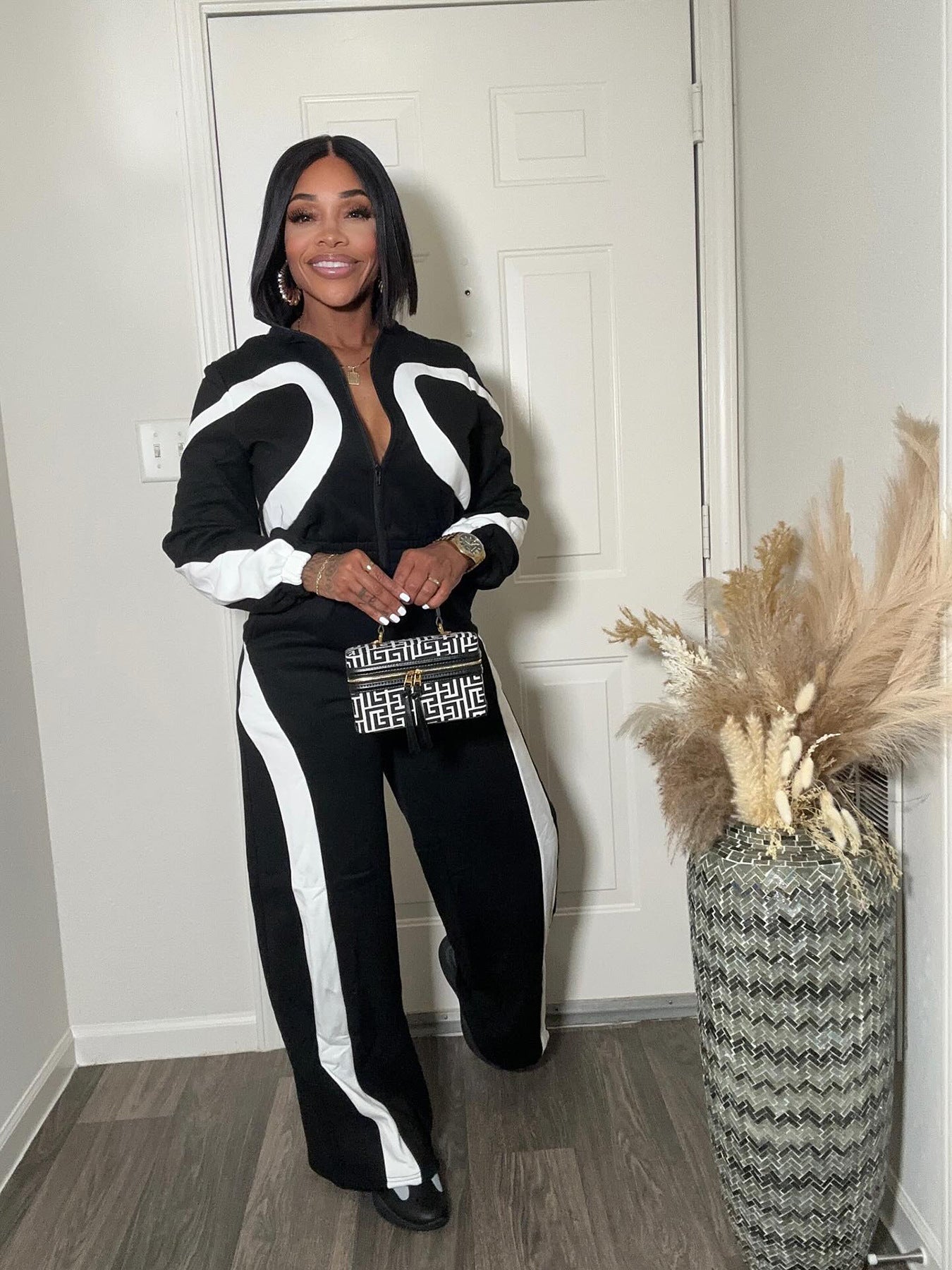 Women's Sports Contrast Color Long Sleeves Casual Jumpsuits