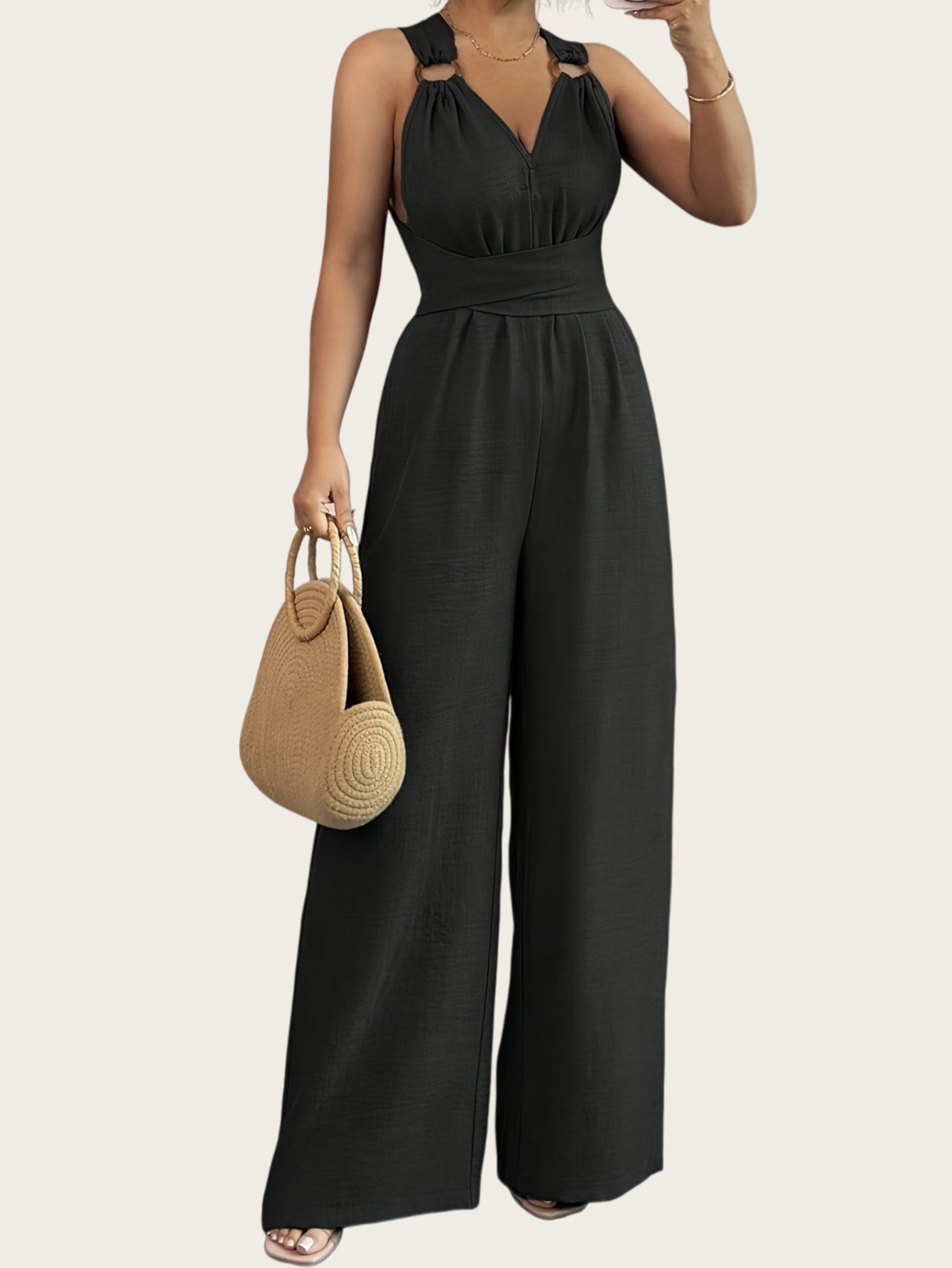 Women's Fashion Sexy Backless Cross Belt Wide Women's Jumpsuit/clothing
