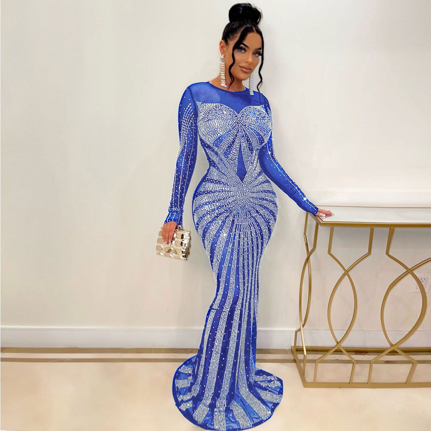 Sexy Rhinestone Mop Dress Nightclub Uniforms Dresses
