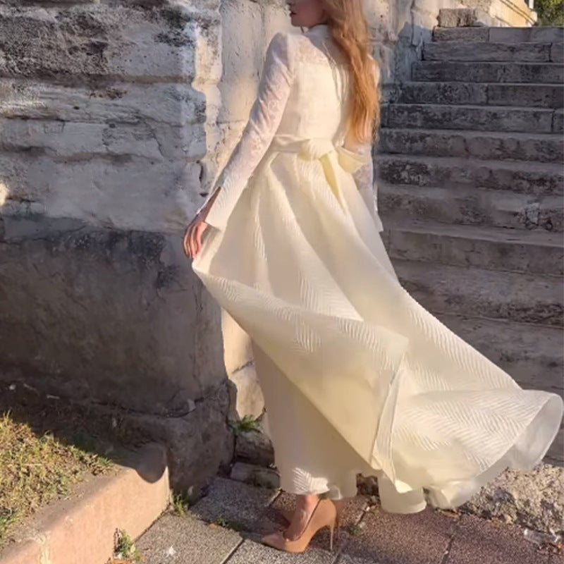 French Style Retro Long Sleeve Fashion Wedding Dresses