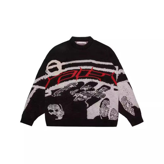 Women's Street Printed Personality Casual Round Neck Sweaters