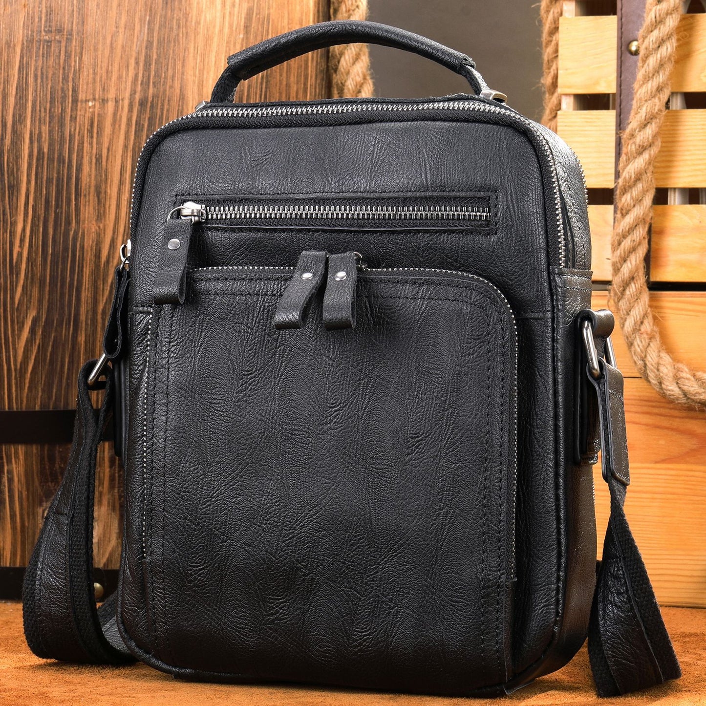 Leather Retro Crazy Horse Multifunctional Cowhide Men's Shoulder Bags