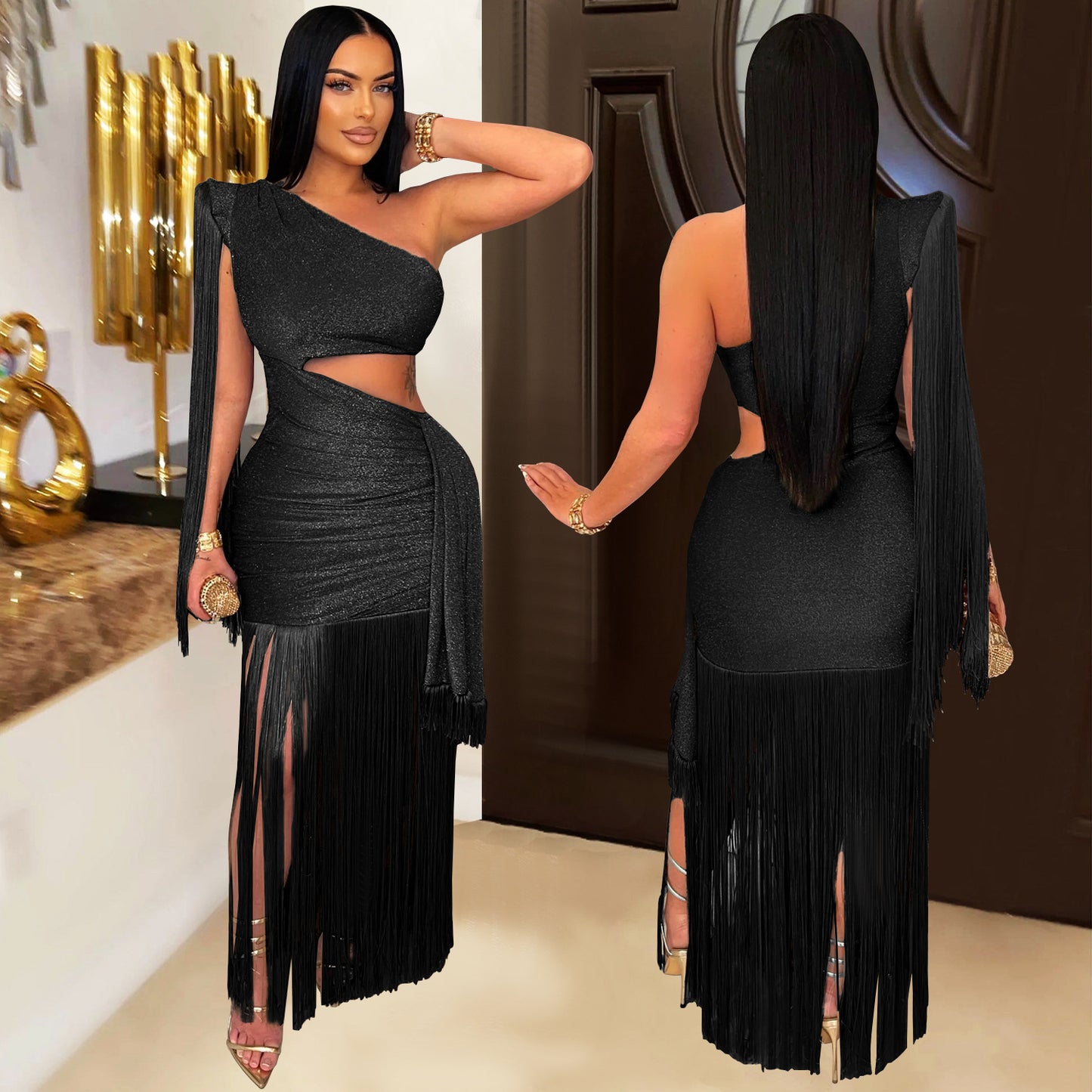 Women's Fashion Wear Sexy Casual Shoulder Tassel Dresses