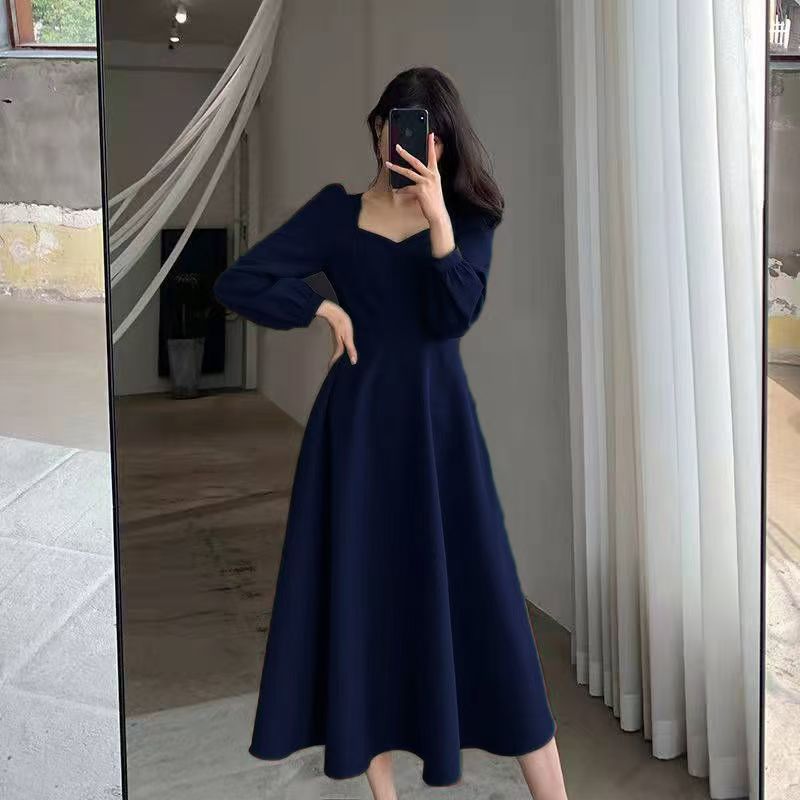 Women's Style Little Black Retro Long Below The Knee Dress
