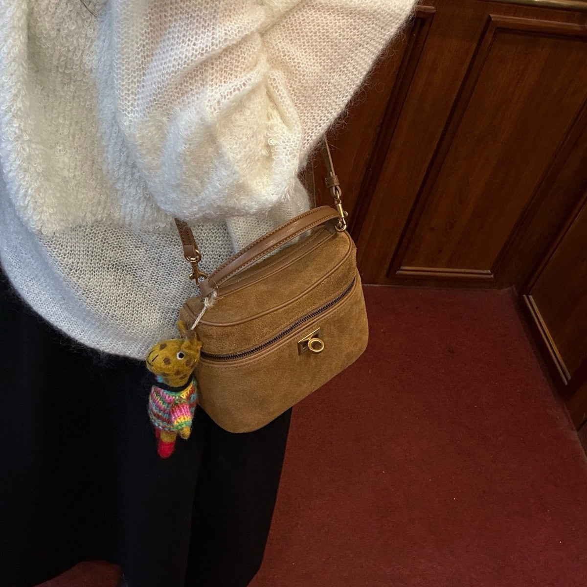 Matte Cowhide Lunch Box Large Capacity Crossbody Bags