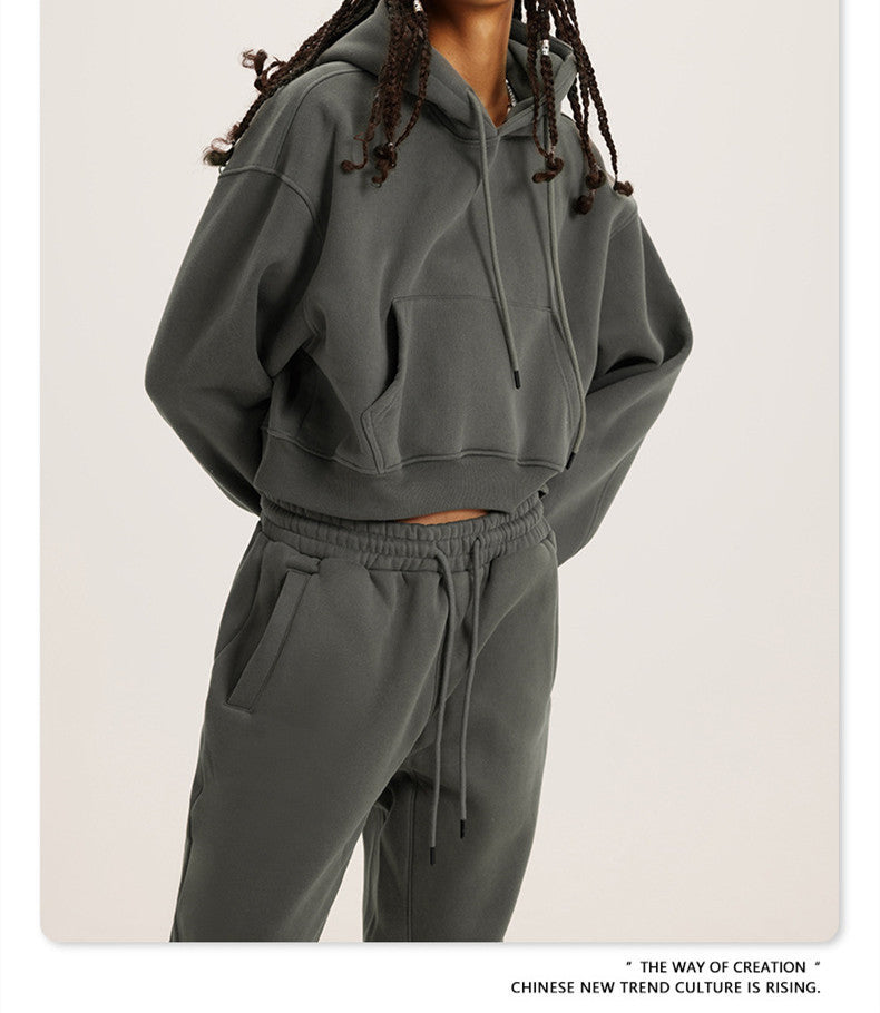 Women's Hooded Round Neck Long Sleeve Two-piece Suits