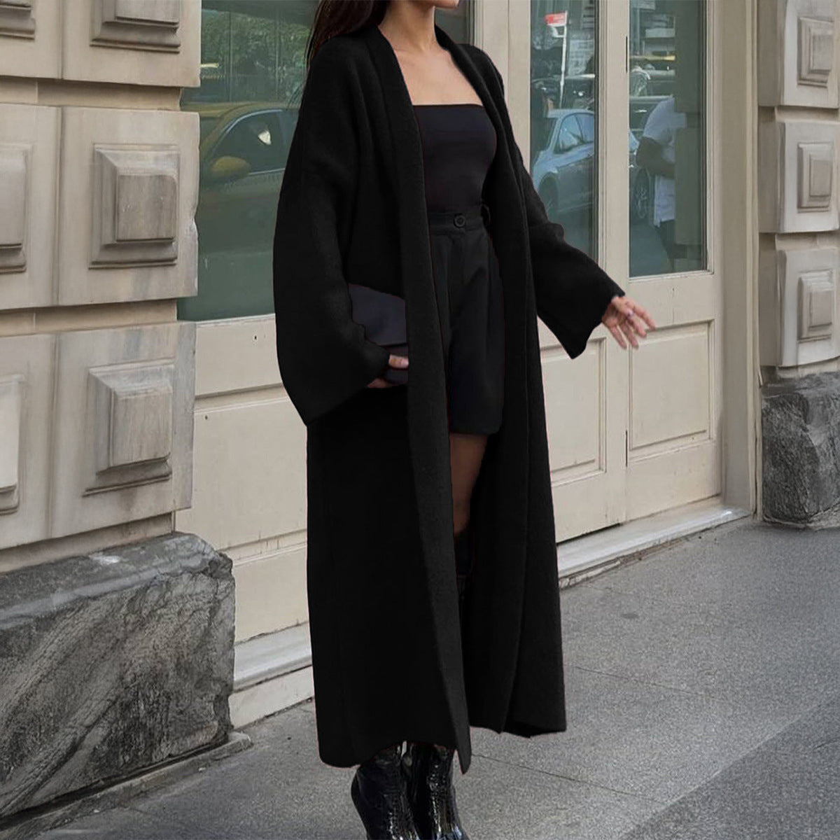 Women's Fashion Long Sleeve Wool Overcoat Trench Sweaters