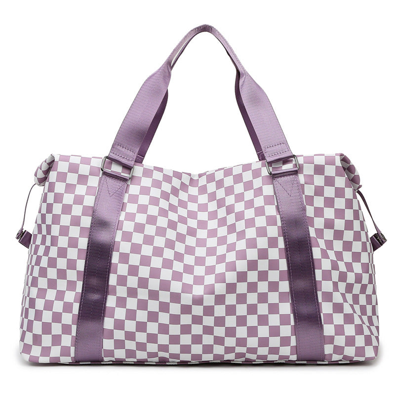 Plaid Portable Dry Wet Separation Large Travel Bags