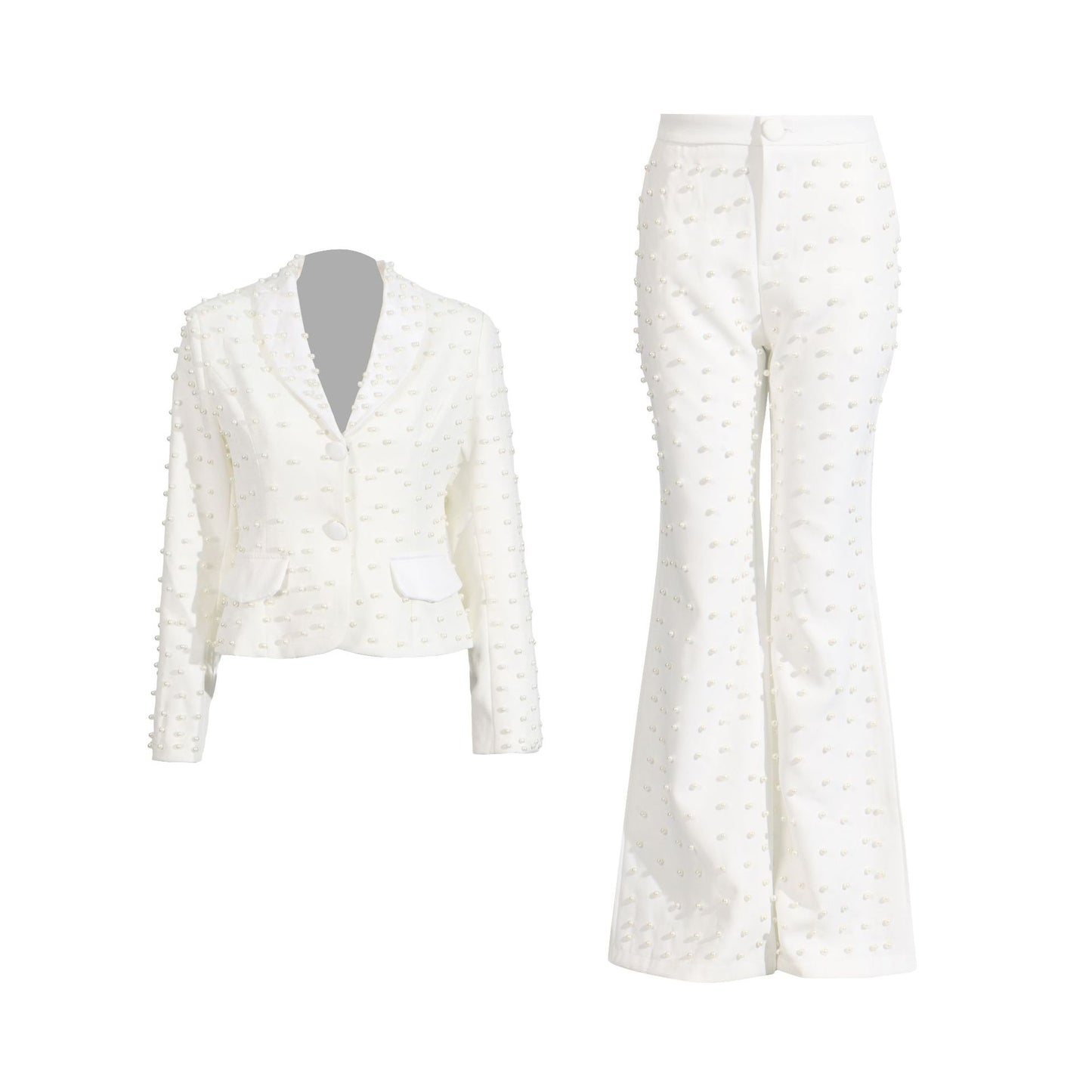 Women's Style Classic High-grade Beaded Solid Color Suits