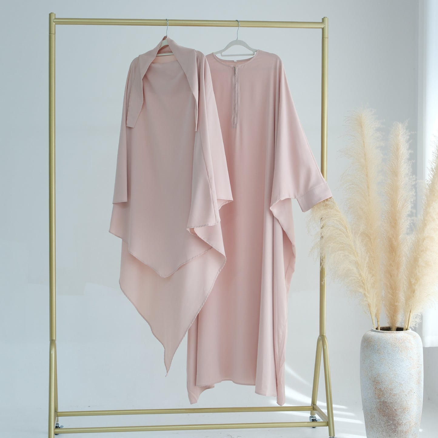 Swing Solid Color Batwing Sleeve Robe Dresses