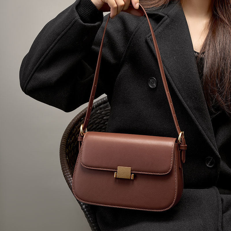 Women's Mild Luxury Retro Underarm Genuine Leather Crossbody Bags