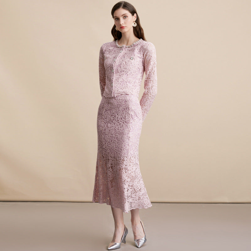 Classic Style Temperament Diamond Crew Neck Dresses