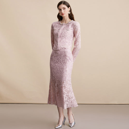 Classic Style Temperament Diamond Crew Neck Dresses