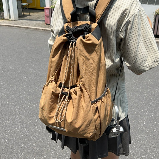 Men's Drawstring Nylon Unisex College Couple Backpacks