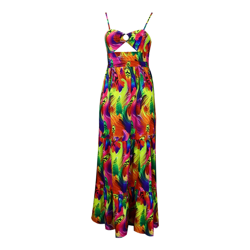 Summer Floral Print Sexy Fashion Style Large Dress