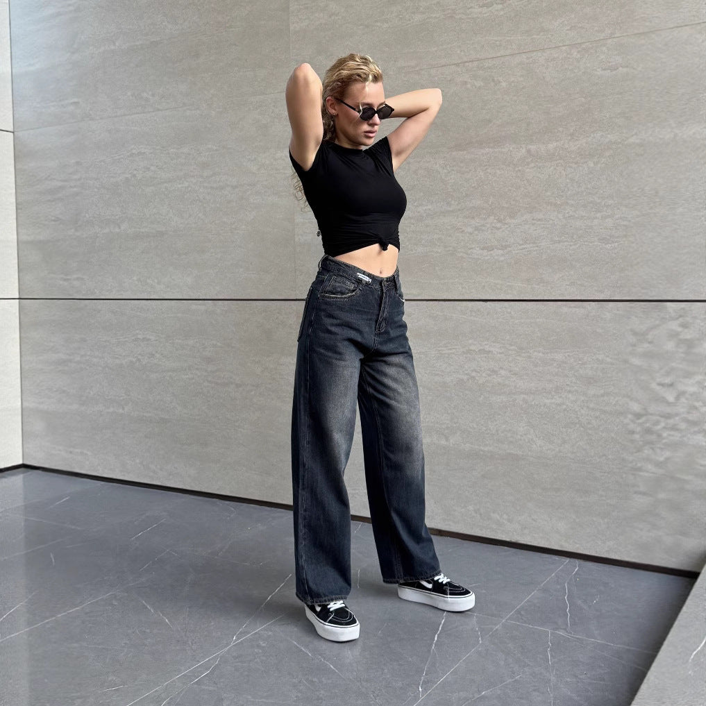 High Waist Loose Slimming Retro Straight Women's Jeans