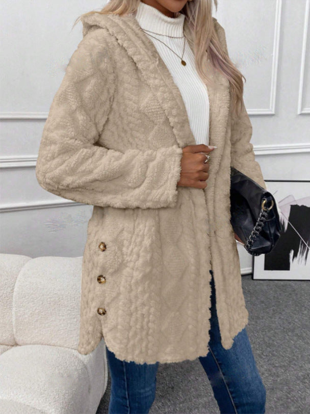 Stylish Warm Fashion Jacquard Plush Hooded Sweaters