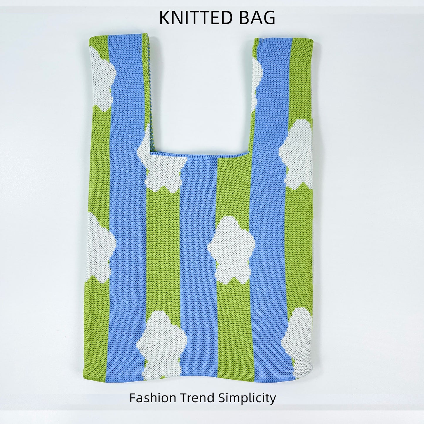 Women's Flower Knitted Large Capacity Totes Wrist Handbags