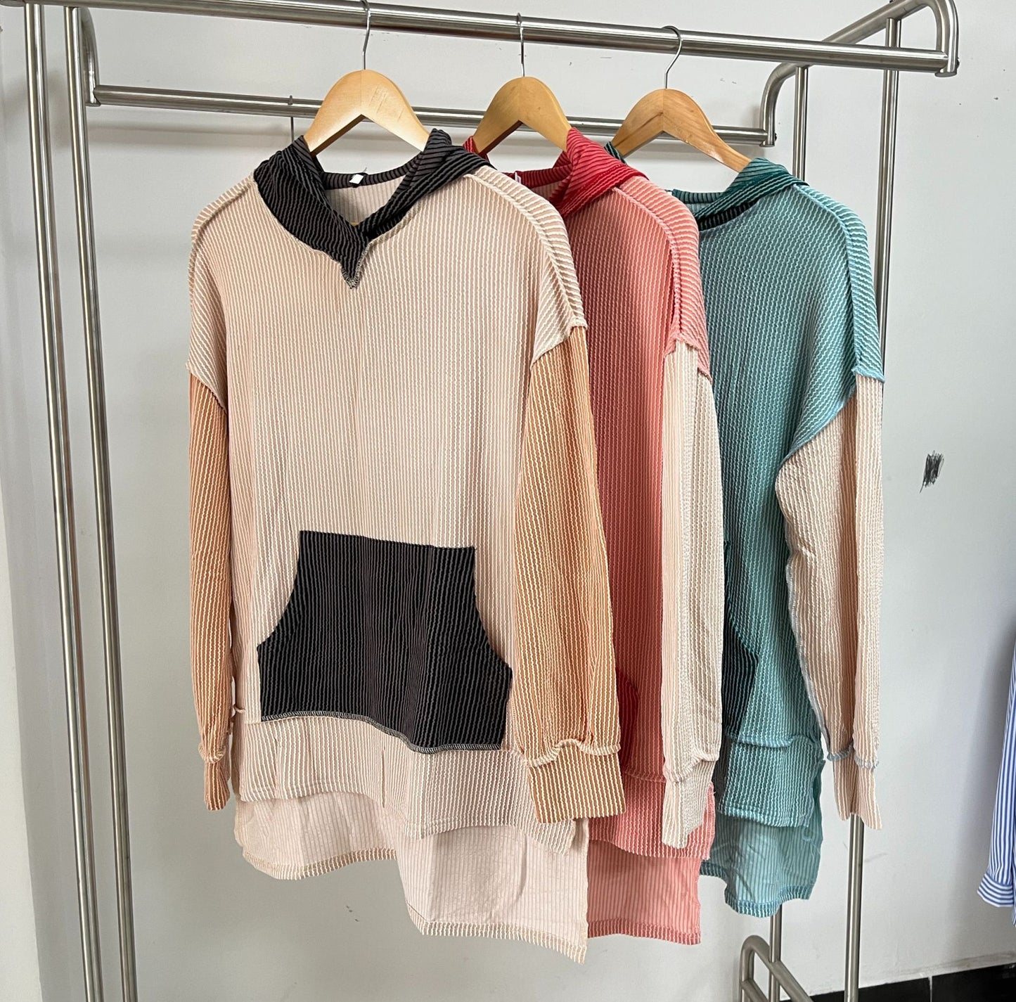 Women's Color Pocket Long Sleeve Loose Hooded Women's Sweater, Sweater