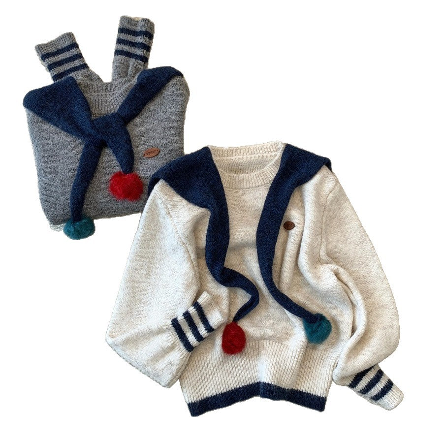 Women's Korean Style Idle Contrast Color Two-piece With Sweaters