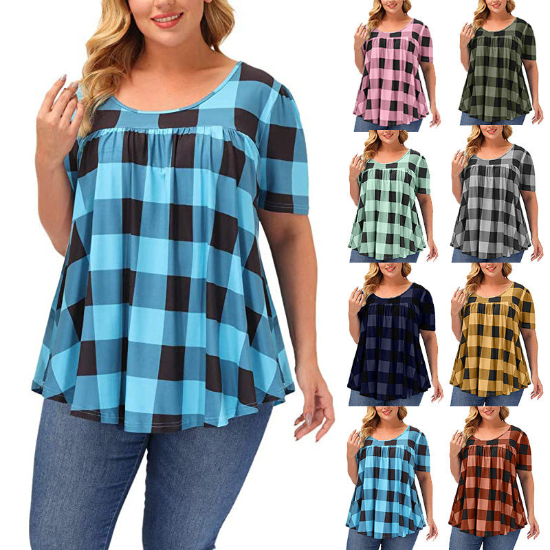 Women's Summer Sleeve Round Neck Loose Printed Women's T-shirt