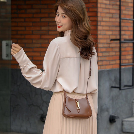 Women's Leather French Style Underarm Portable Bags