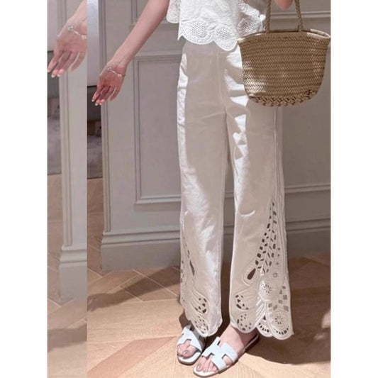 Women's French Minority Summer Fashion Embroidered Design Pants