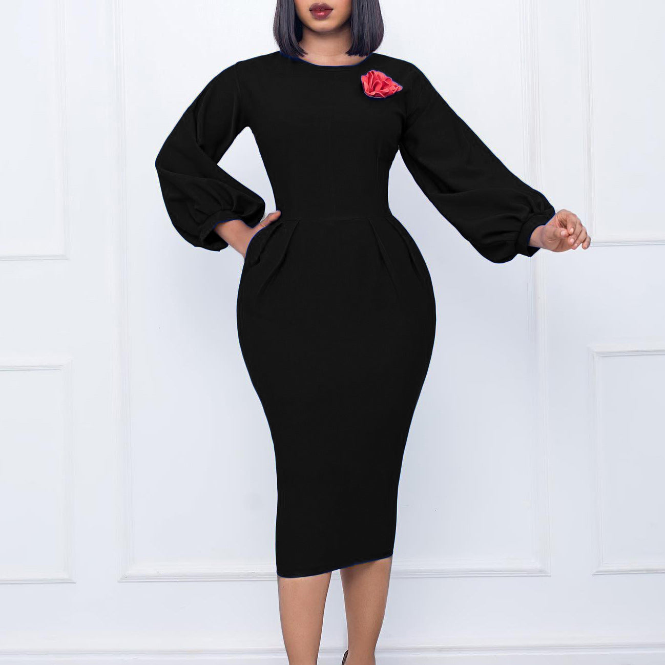 Women's Solid Color Sheath Business Temperament African Plus Size