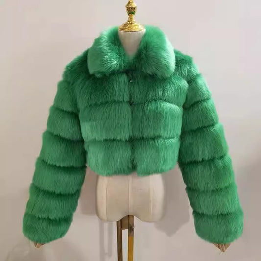 Women's Fur Imitation Fox Stitching Lapel Long Coats