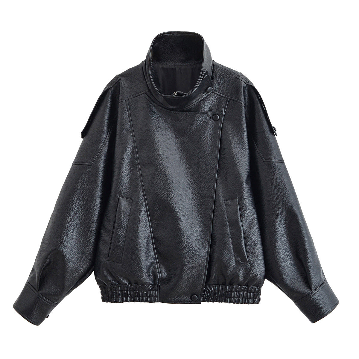 Women's Street Fashion Litchi Pattern Imitation Leather Jackets