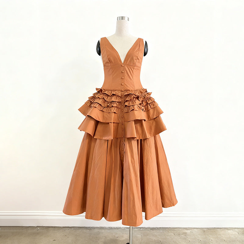 Women's French Vintage Style Halter Cake Dress Dresses