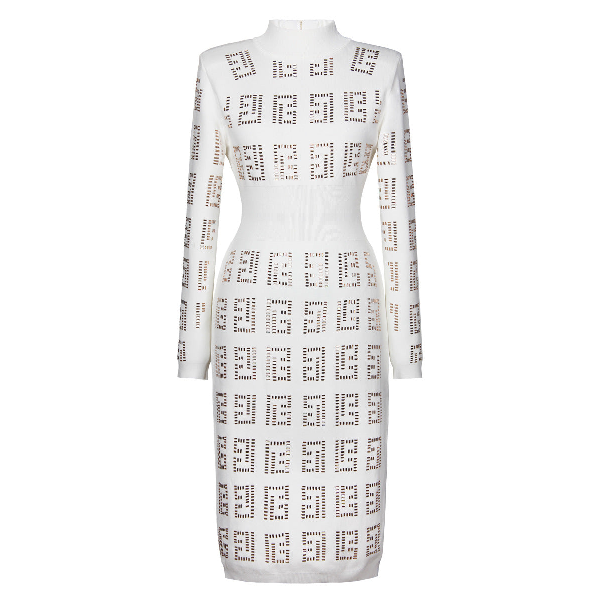 Women's Knitted Round Neck Rhinestone Slim Fit Slimming Long Dresses