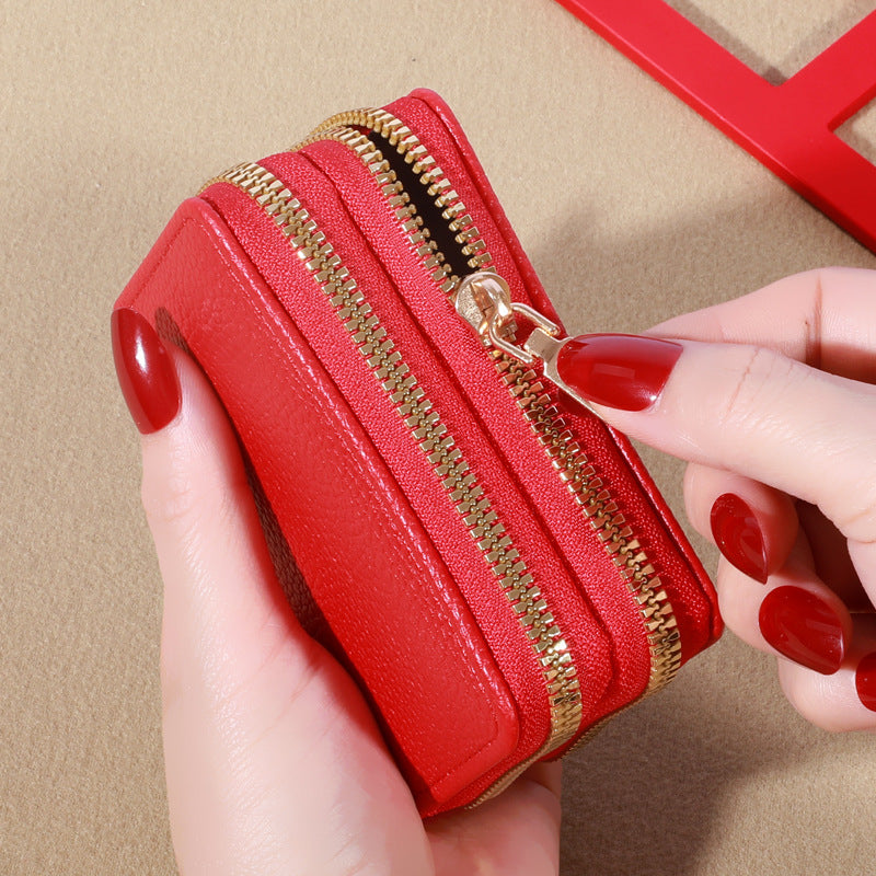 Women's Short Korean Lychee Pattern Clutch Ladies Wallets