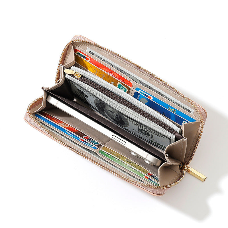 Fashion Long Design Zipper Leather Large Handbags