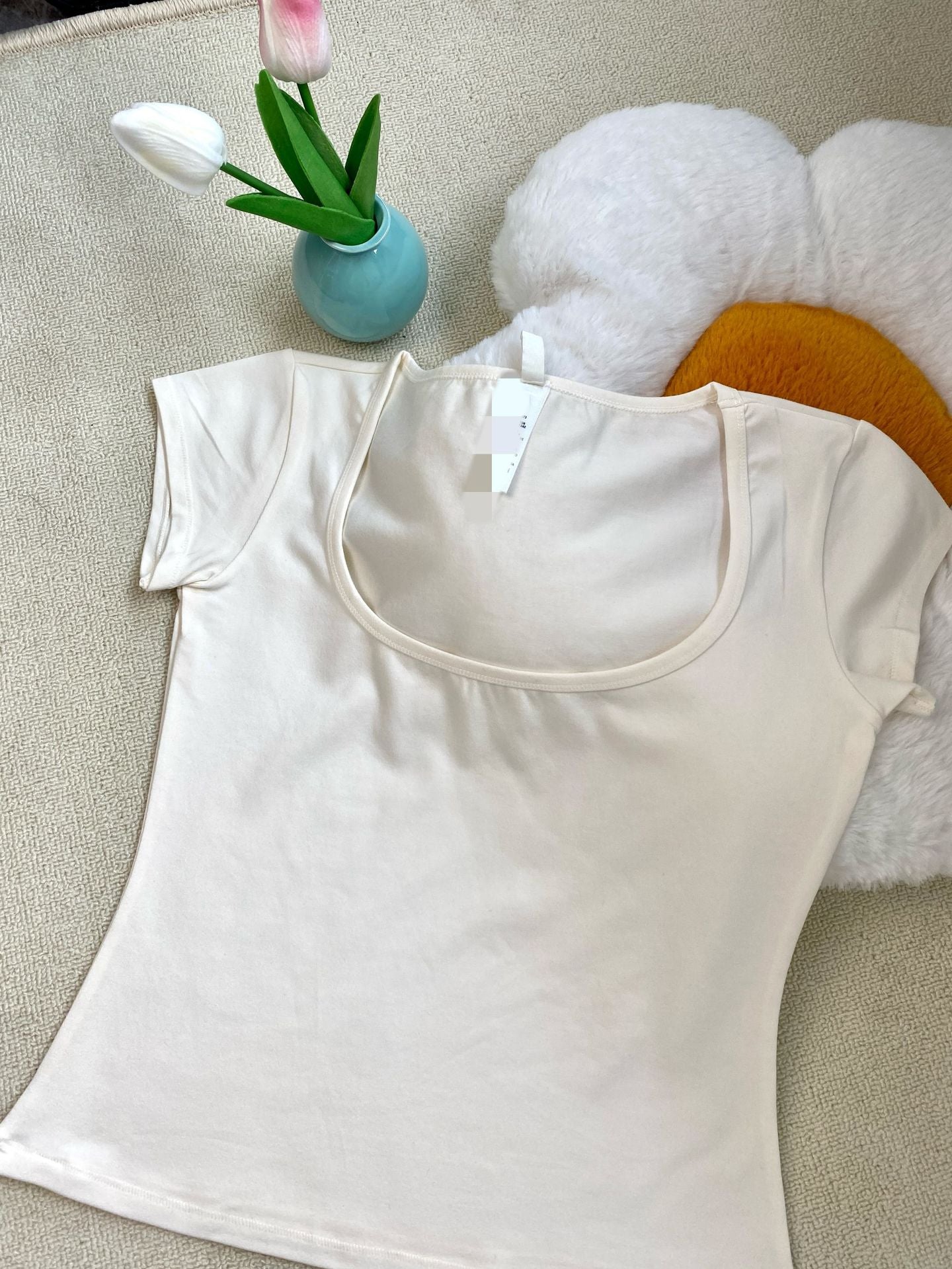Hot Square Collar Slimming Sleeve T-shirt Blouses
