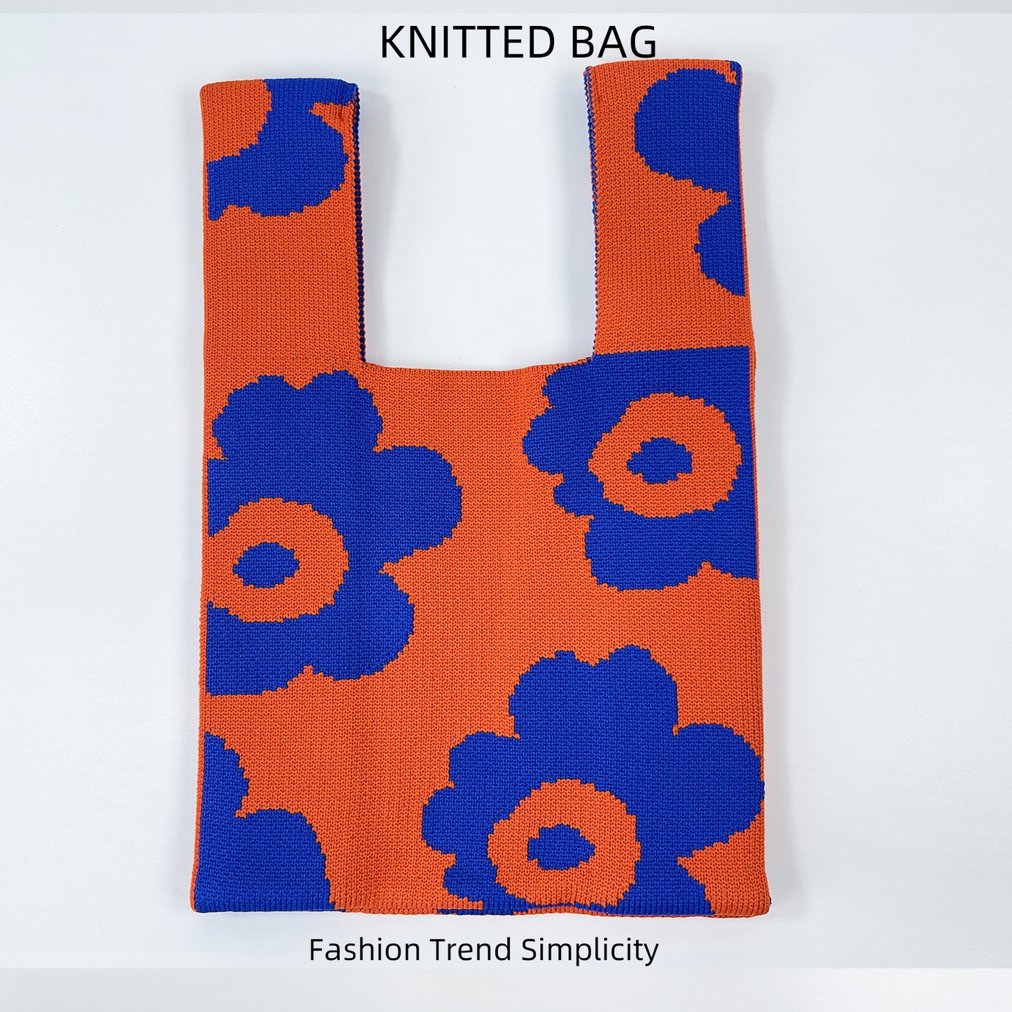 Women's Flower Knitted Large Capacity Totes Wrist Handbags