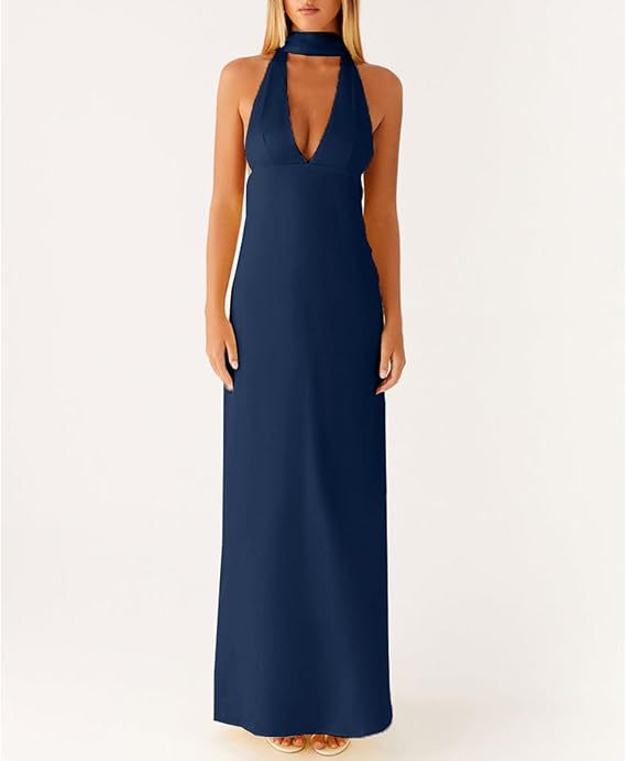 Women's Dress Deep Collar Backless Tight Formal Dresses
