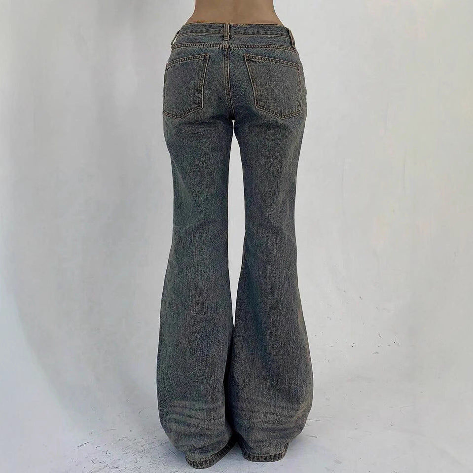 Women's Retro Worn Looking Washed-out Slimming Straight Pants
