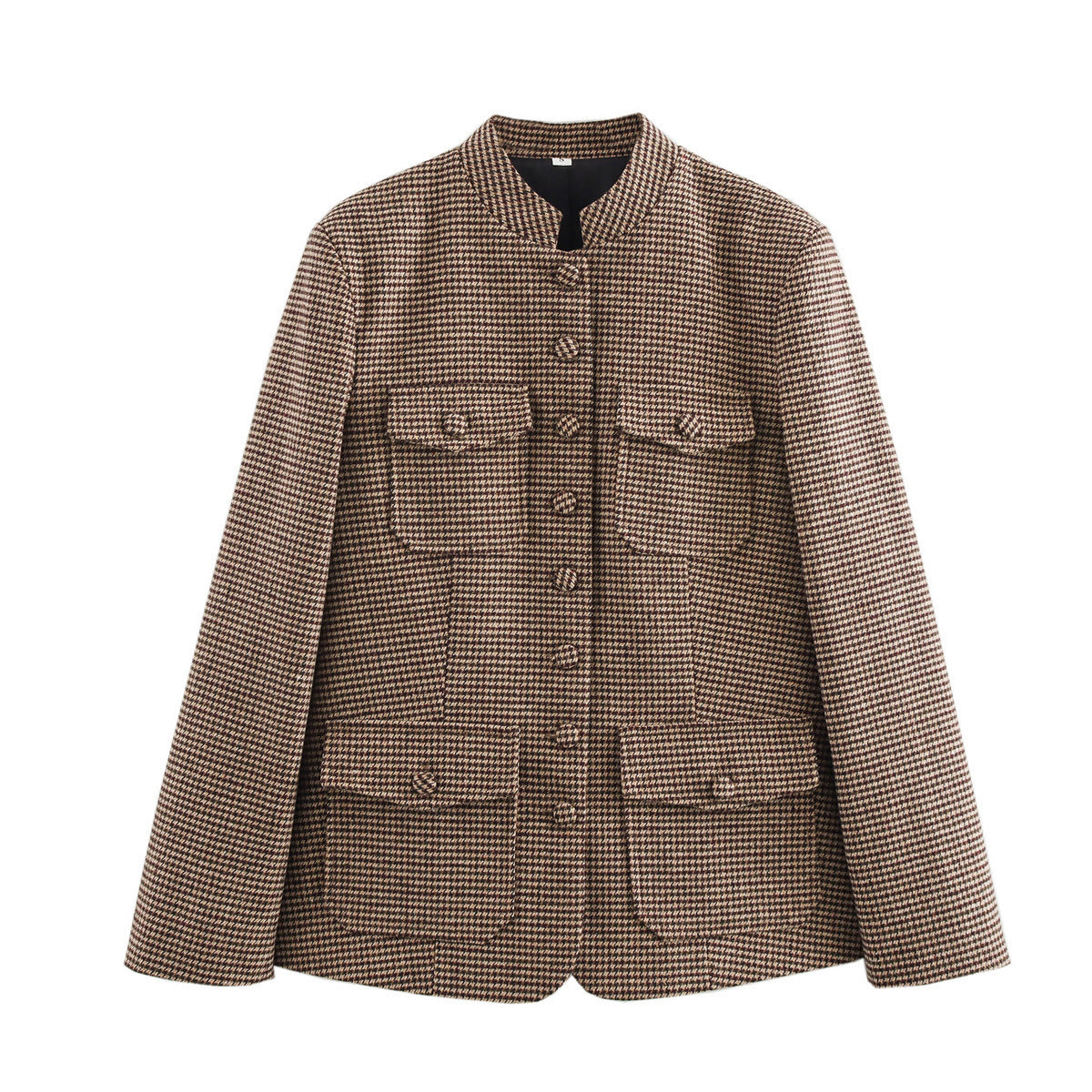 Spring Stand Collar Flip Pocket Casual Blazers