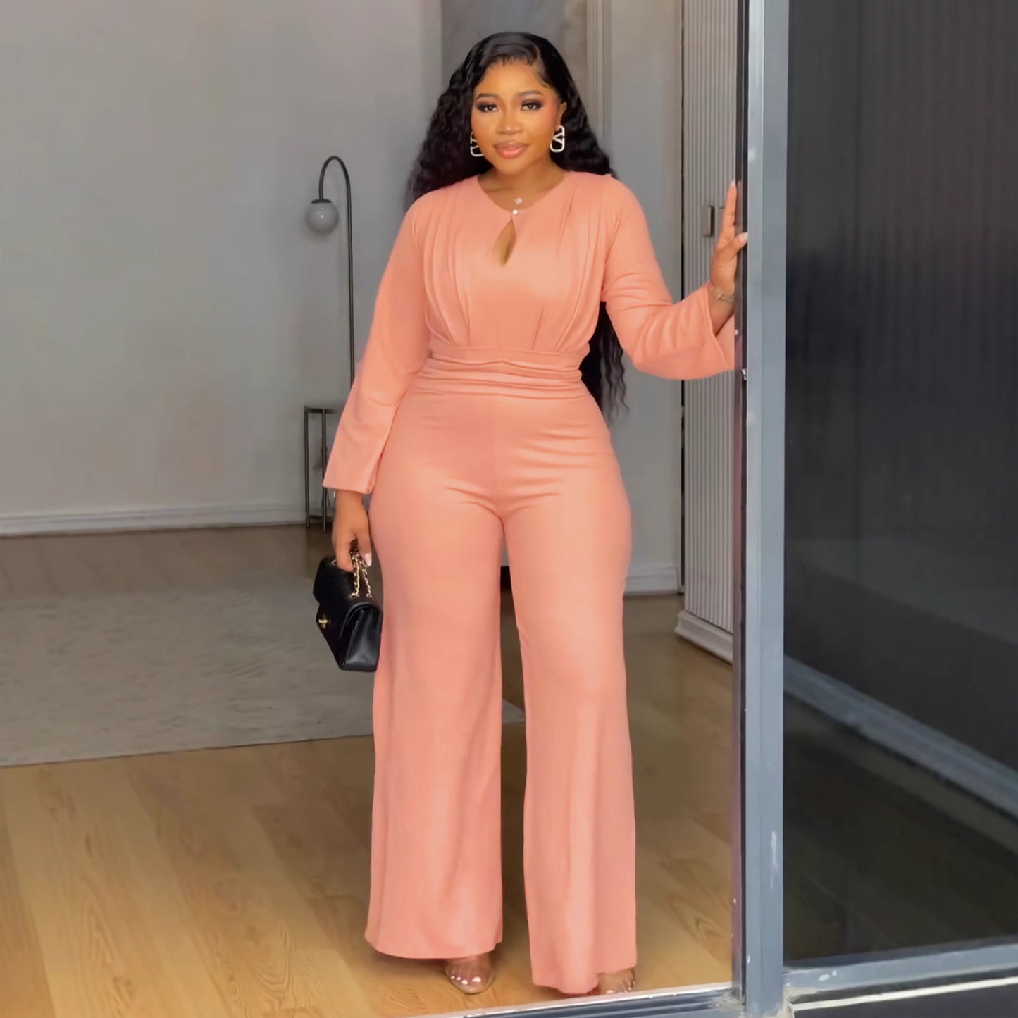 Elegant Stretch Slim Cinched Wide Leg Suits