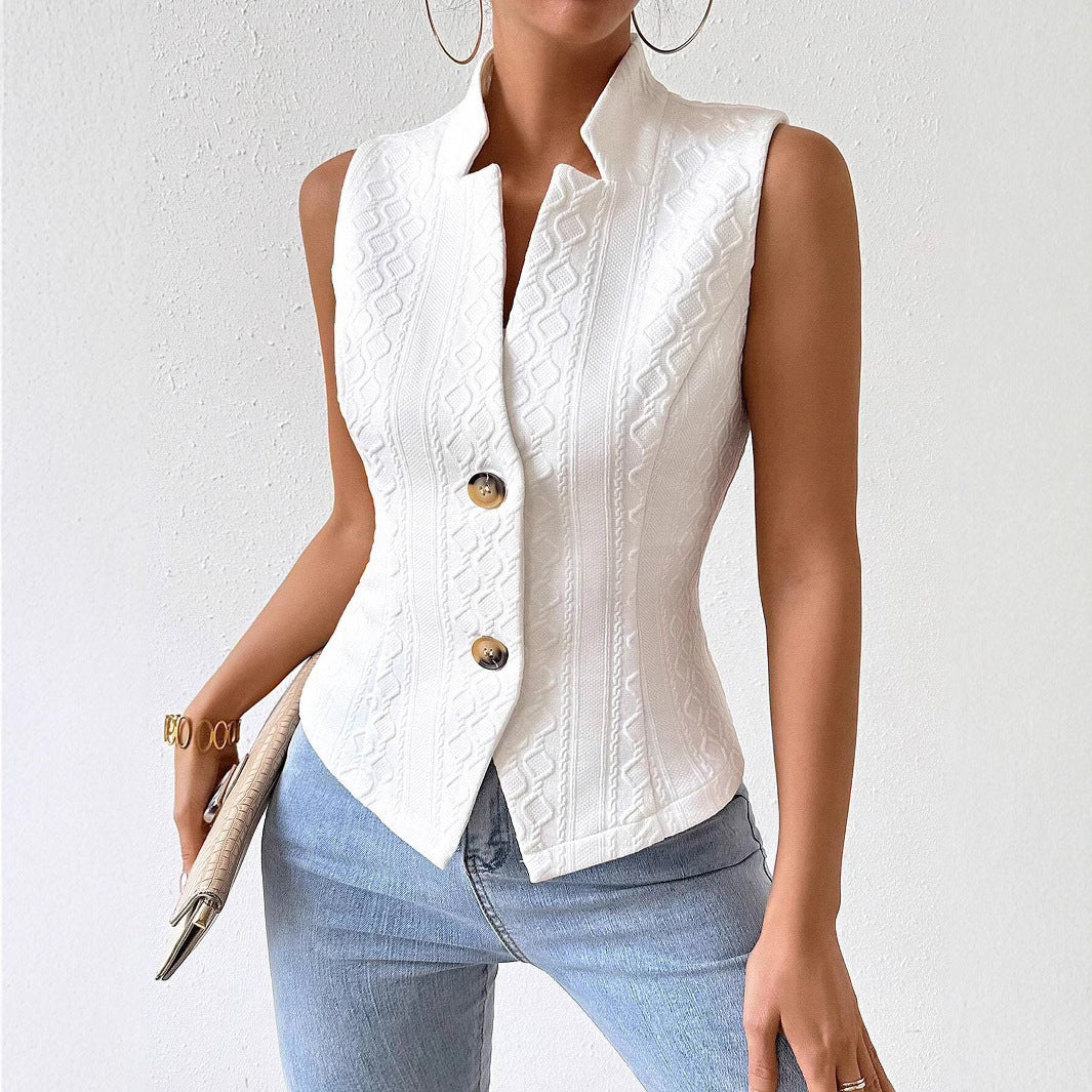 Women's Commuter Button Sleeveless Waistcoat Female Women's Vest