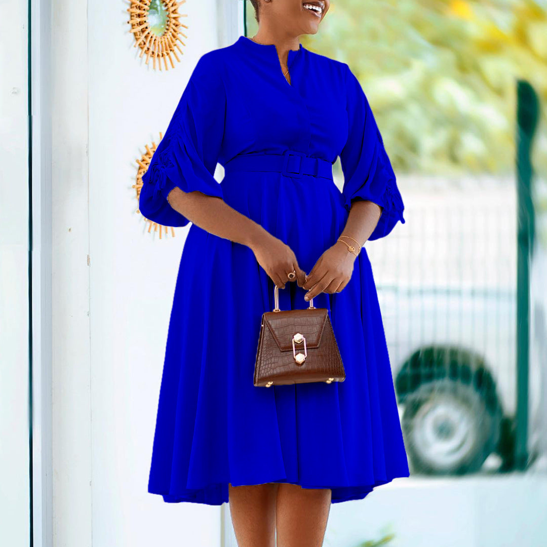 Women's Fashion Temperament Pleated A- Line African Dress