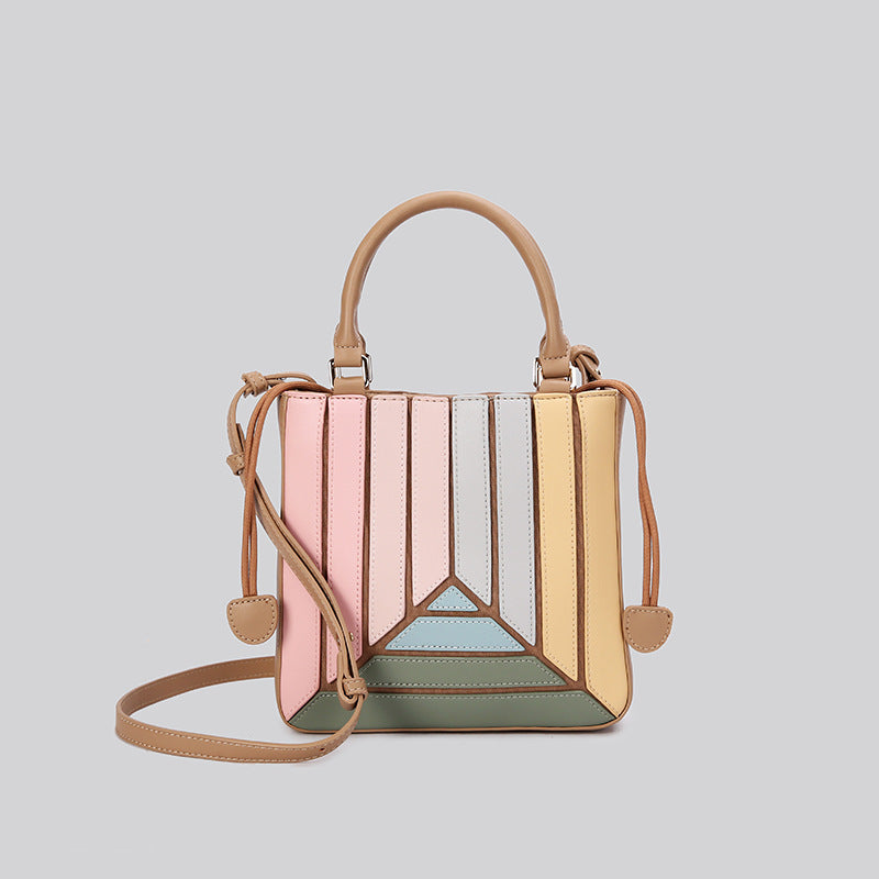 Western Style Color Contrast Patchwork Fashionable Small Square Bags