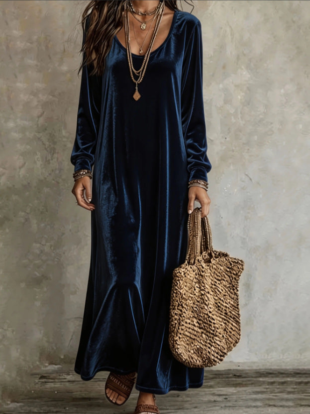 Women's Elegant Graceful Veet Long Sleeves Dress