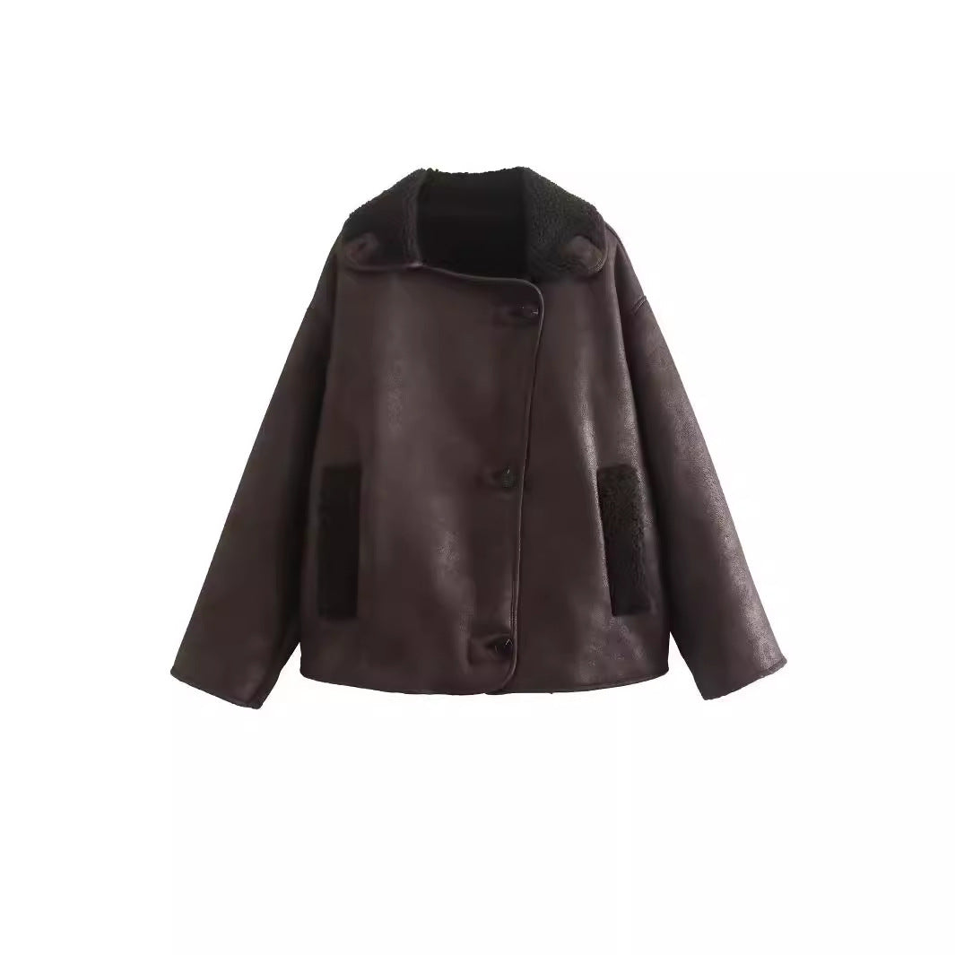 Women's Elegant Lapel Bronzing Double-sided Pocket Jackets
