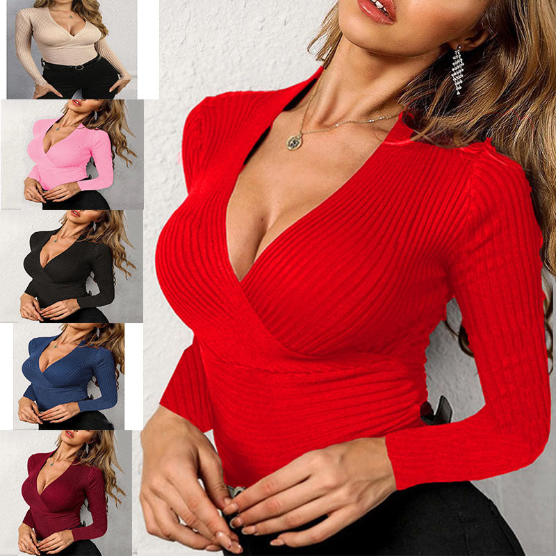 Women's Sexy Solid Color Knitted Long Sleeves Clothing
