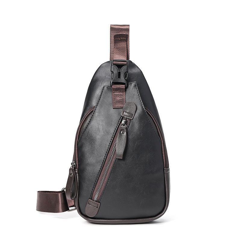 Men's Korean Leather Fashion Trendy Pannier Riding Men's Chest Bags