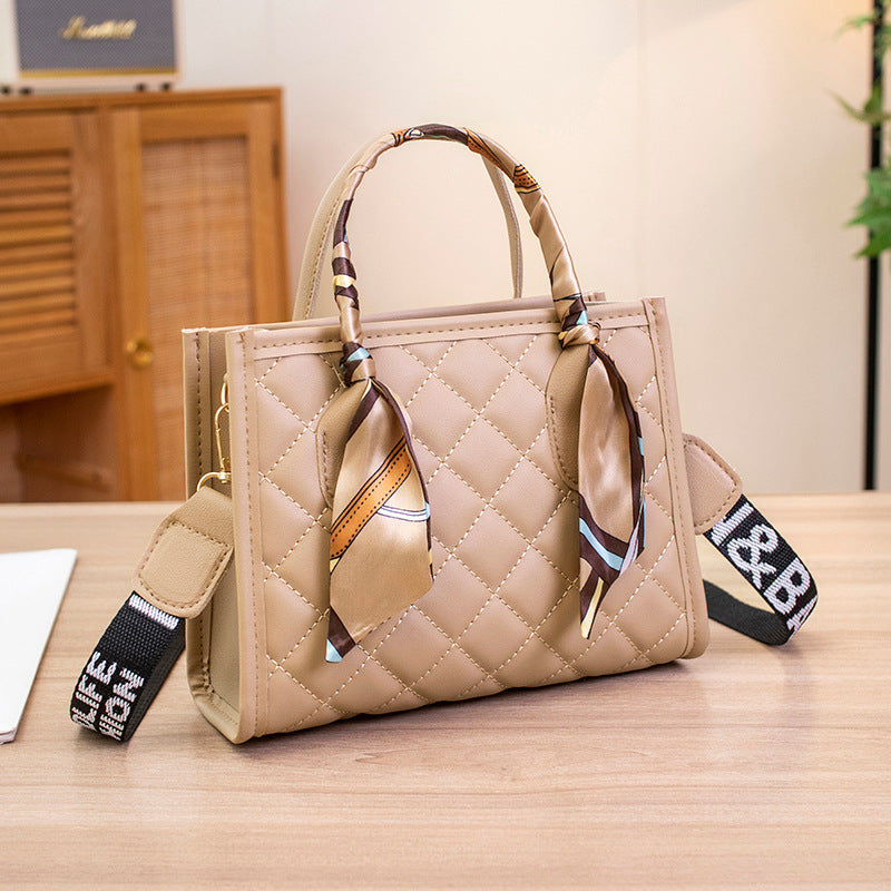 Women's Fashion Rhombus Embroidered Silk Scarf Girdle Crossbody Bags