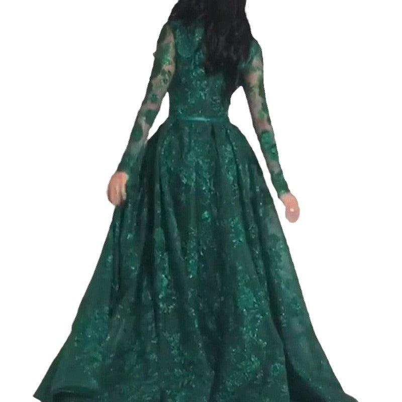 Women's Spring Gold Embroidered Sexy Sheath Formal Clothing