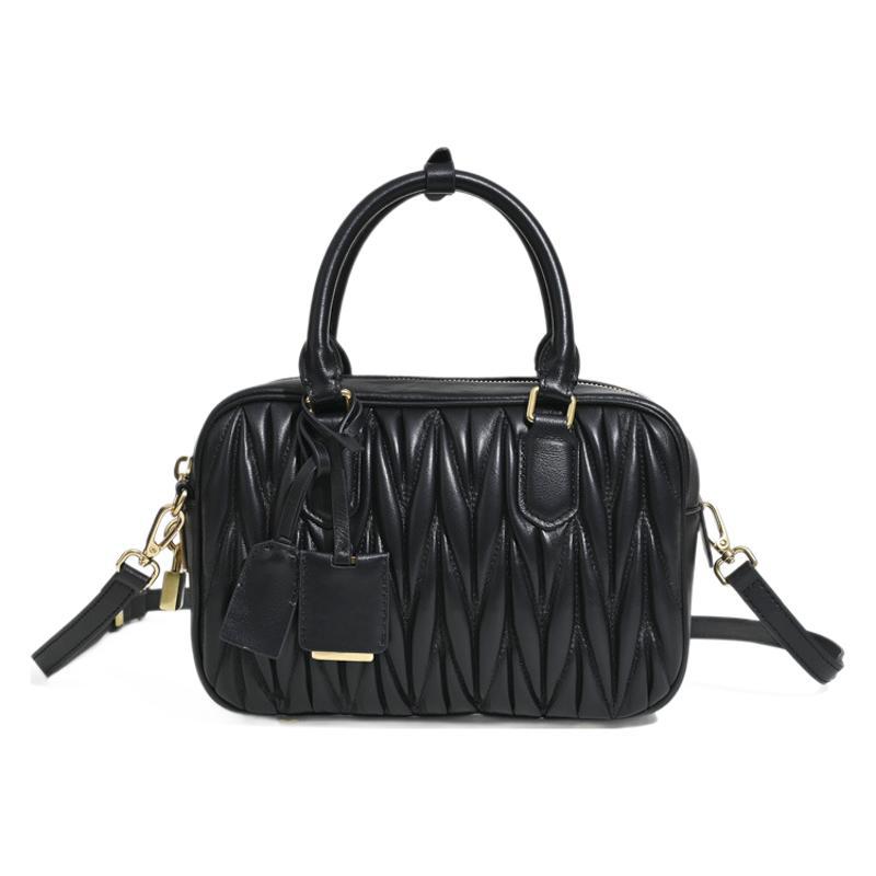 Women's Pleated Bowling Niche High-grade Boston Portable Handbags
